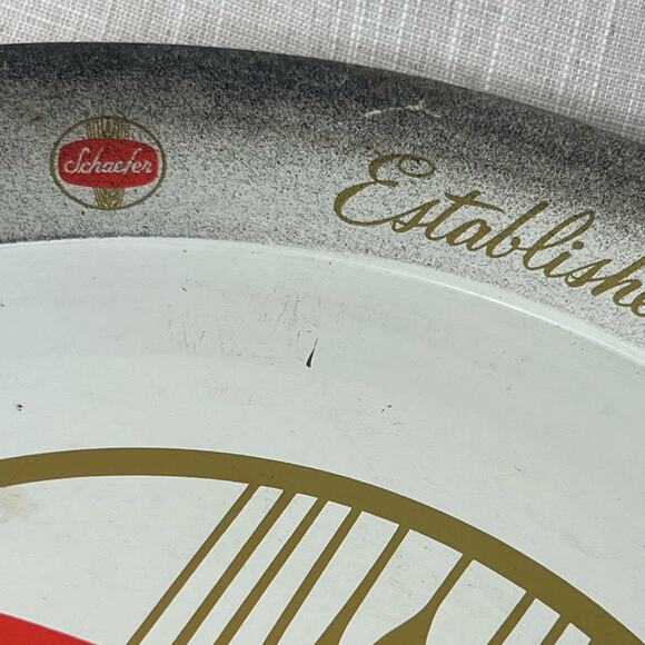 Vintage 60s Schaefer Beer Litho Tin Metal Serving Tray Advertising MCM Barware - Picture 9 of 10